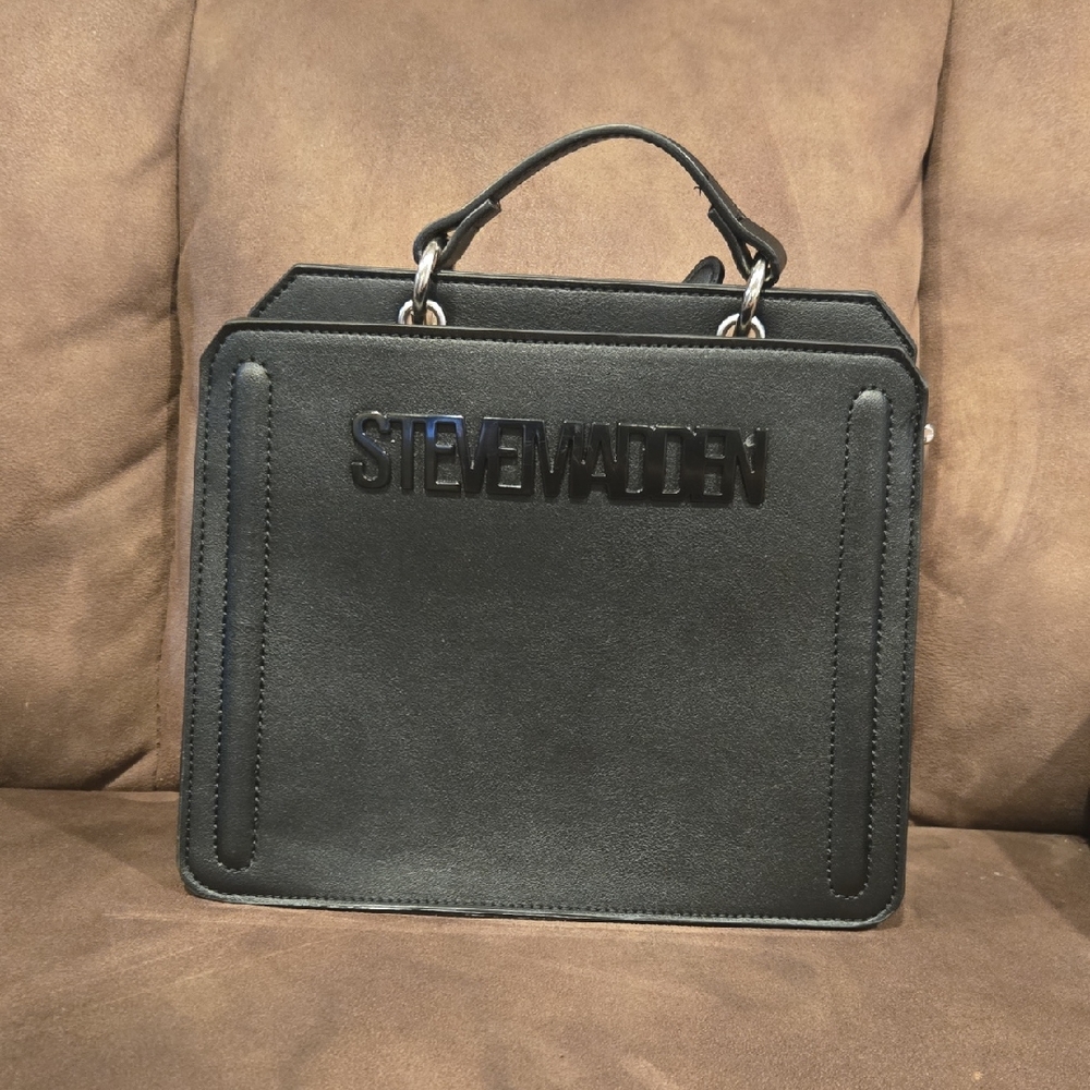 Steve Madden Black Structured Top-Handle Briefcase
